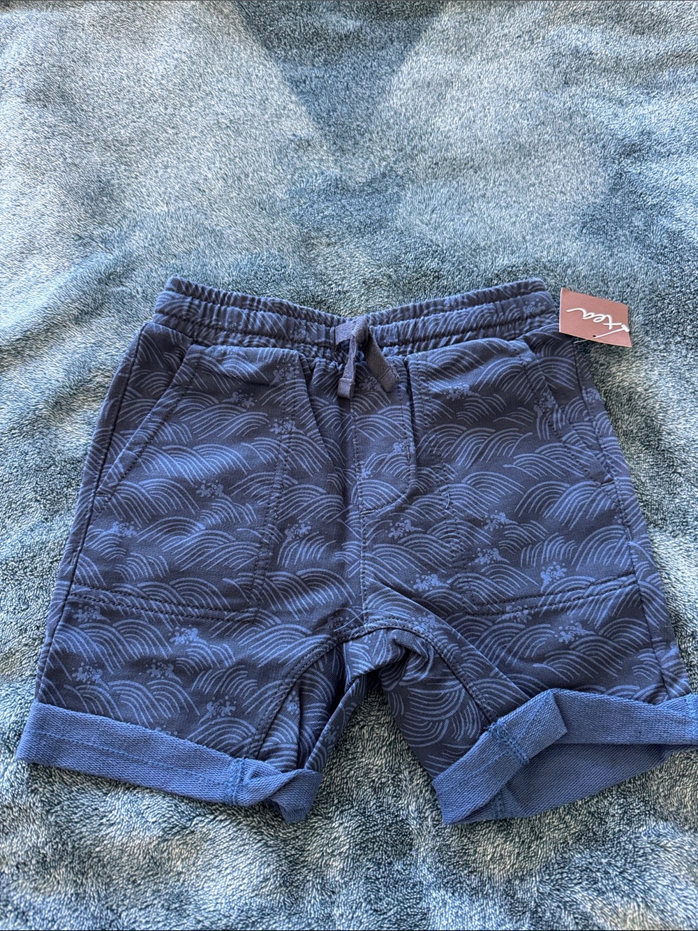 Tea Collection Navy Wave-Print Knit Shorts